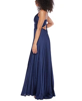 B Darlin Juniors' Sleeveless Pleated Open-Back Gown