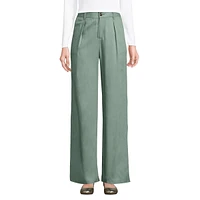 Lands' End Women's High Rise Tencel Fiber Pleated Wide Leg Pants