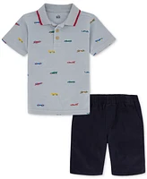 Kids Headquarters Baby Boys Printed Pique Polo Shirt & Twill Shorts, 2 Piece Set