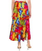 Sam & Jess Petite Floral-Print Tiered Pull-On Maxi Skirt