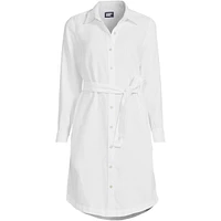 Lands' End Women's Long Sleeve Linen Shirt Dress