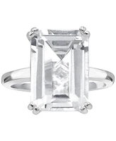 Black Onyx Emerald-Cut Statement Ring in 14k Gold-Plated Sterling Silver (Also in White Quartz)