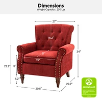 Nivison Modern Small Accent Chair with Nailhead Trim Space Saving