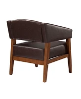 Modern Faux Leather Accent Arm Chair for Bedroom Office