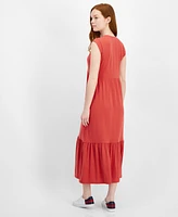 Tommy Hilfiger Women's Solid Tiered Sleeveless Midi Dress