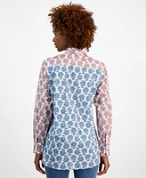 Nautica Jeans Women's Cotton Patchwork Paisley Shirt