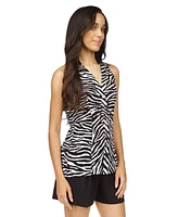 Michael Kors Women's Zebra-Print Button-Front Sleeveless Top