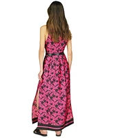 Michael Kors Women's Belted Floral-Print Maxi Dress