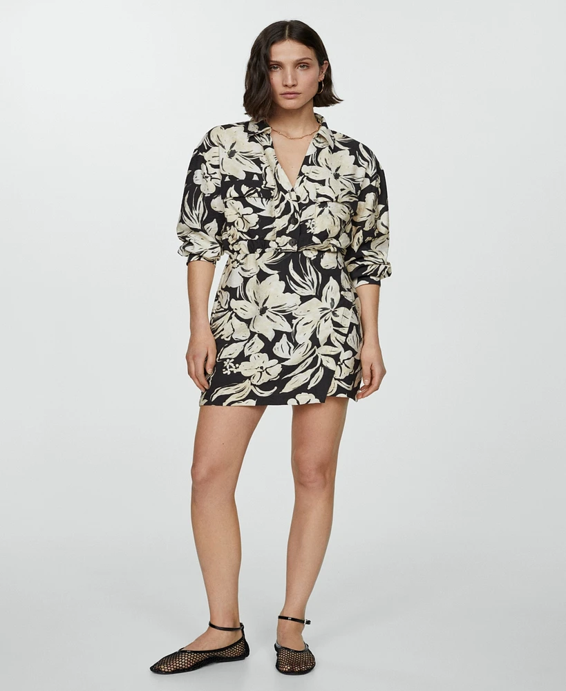 Mango Women's Floral Shirt Dress