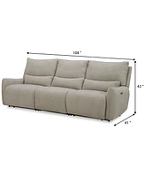 Olper 3-Pc. Fabric Zero Wall Sectional Sofa with 2 Power Motion Chairs, Created for Macy's