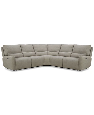 Olper 5-Pc. Fabric Zero Wall Sectional Sofa with Two Power Motion Pieces, Created for Macy's