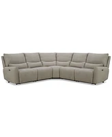 Olper 5-Pc. Fabric Zero Wall Sectional Sofa with Two Power Motion Pieces, Created for Macy's