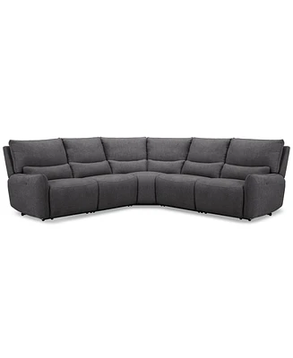 Olper 5-Pc. Fabric Zero Wall Sectional Sofa with Two Power Motion Pieces, Created for Macy's