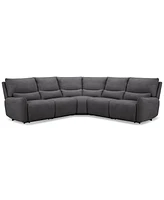 Olper 5-Pc. Fabric Zero Wall Sectional Sofa with Two Power Motion Pieces, Created for Macy's