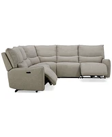 Olper 5-Pc. Fabric Zero Wall Sectional Sofa with Two Power Motion Pieces, Created for Macy's