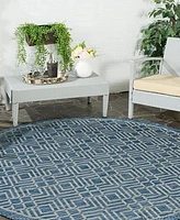 Safavieh Courtyard CY8467 Navy and Gray 6'7" x 6'7" Round Outdoor Area Rug