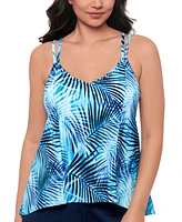 Swim Solutions Women's Leaf Princess High-Low Tankini Top, Created for Macy's