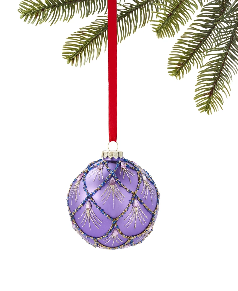 Holiday Lane Jewel Tones Purple Glass Ball Ornament, Exclusively at Macy's