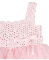 Rare Editions Baby Girl Crochet and Mesh Dress