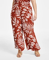 Vince Camuto Plus Smocked-Waist Wide-Leg Pants