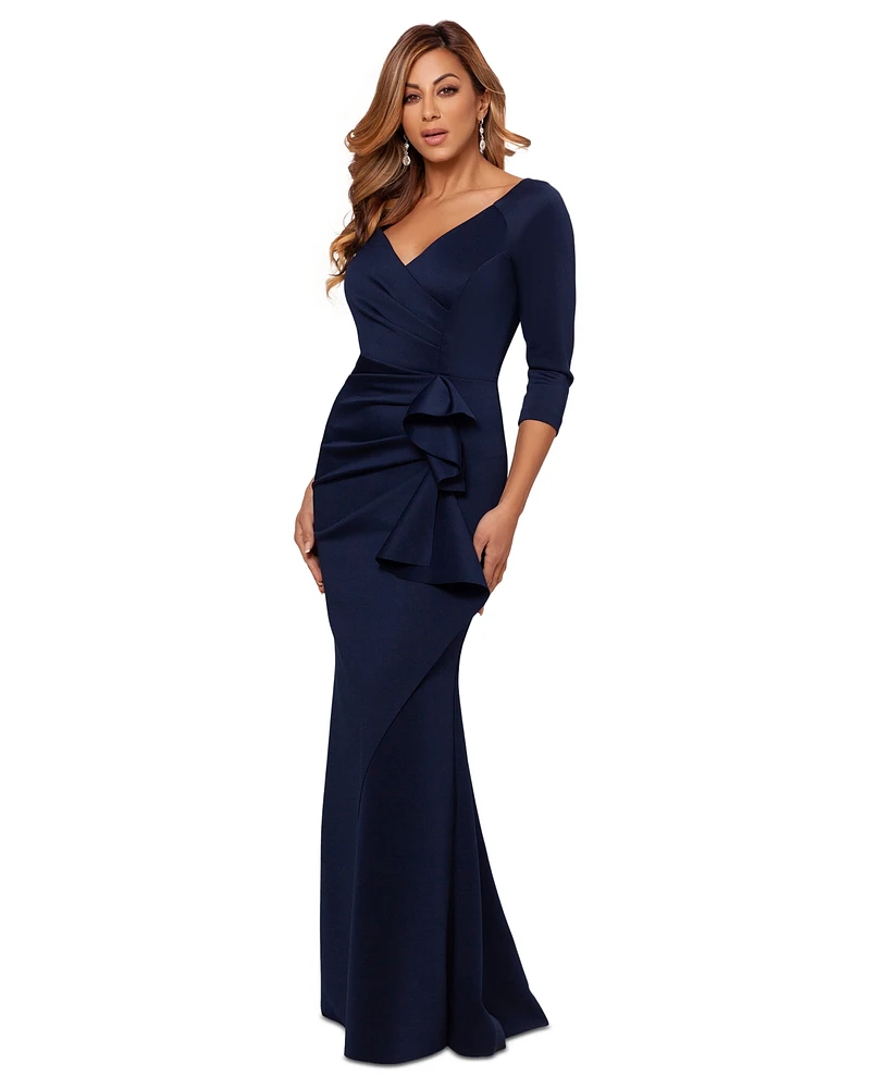 Xscape Pleated Ruffled Gown