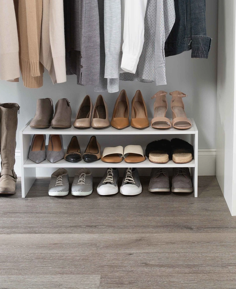 Organize It All 2 Shelf Stackable Shoe Rack in White
