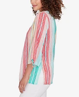 Ruby Rd. Petite Wavy Metallic Stripe Top