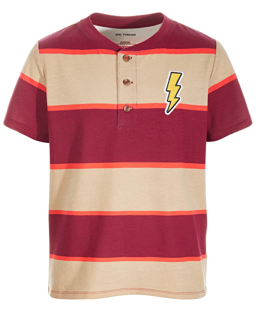 Epic Threads Little & Big Boys Striped Lightning Henley T-Shirt, Created for Macy's
