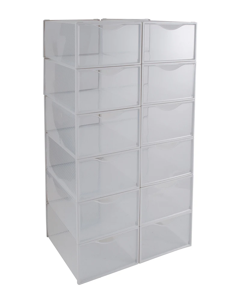 Simplify Set of 12 Stackable Shoe Boxes in White