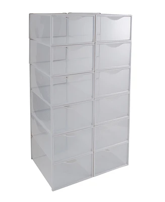 Simplify Set of 12 Stackable Shoe Boxes in White