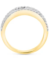 Forever Grown Diamonds Lab-Created Diamond Three-Row Band (3/4 ct. t.w.) Sterling Silver or 14K Gold-Plated