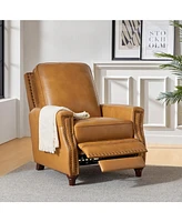 Bellino Modern Genuine Leather Recliner with Nailhead Trim