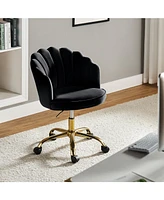 Hulala Home Woman Modern Cute Shell Back Upholstered Desk Chair for Vanity, Living Room