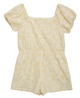 Guess Big Girls Puff Sleeve Sangallo Romper