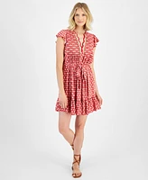 Nautica Jeans Women's Crochet-Trim Flutter-Sleeve Mini Dress