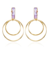 Vince Camuto Gold-Tone Glass Stone Door Knocker Clip On Earrings