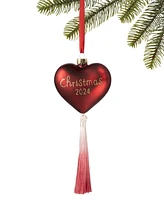 Holiday Lane Burgundy and Blush Heart Ornament, Created for Macy's