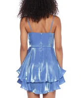 B Darlin Juniors' Iridescent Satin Fit & Flare Dress