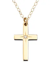 Children's 15" Diamond Accent Cross Pendant in 14k Gold