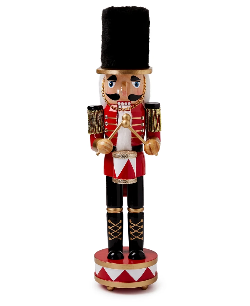 Holiday Lane Royal Holiday Red Black And Gold Caucasian Drummer Nutcracker, Created for Macy's