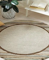 Martha Stewart Collection Striped Border MSR4715A Moss 8' x 8' Round Area Rug