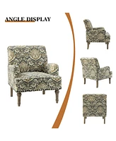 Montross Traditional Wooden Upholstered Armchair with Floral Patterns