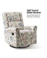 Hulala Home Ahlen Floral Upholstery Manual Swivel Recliner