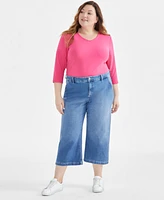 Style & Co Plus High Rise Wide-Leg Crop Jeans, Created for Macy's