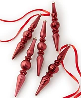 Holiday Lane Royal Holiday Plastic Ribbed Finial Ornaments, Set of 5, Exclusively at Macy's