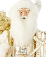 Holiday Lane Gold & White Caucasian Santa with Gift Box, Created for Macy's