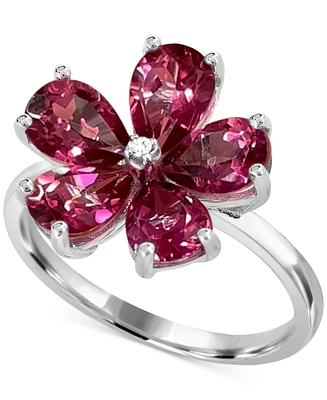 Pink Topaz (4-1/4 ct. t.w.) & Diamond Accent Flower Ring in Sterling Silver