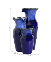 Sunnydaze Decor Tiered Blue Pitchers Ceramic Indoor Water Fountain - 11 in