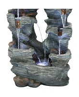 Sunnydaze Decor Dual Cascading Rock Waterfall Fountain with Led Lights - 39 in