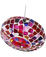 Sunnydaze Decor Glass Crimson Mosaic Fly-Through Hanging Bird Feeder - 6 in